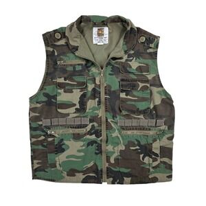 Rothco JR GI Boys Ranger Vest XL Camo Woodland Utility Multi Pocket Fishing Vest